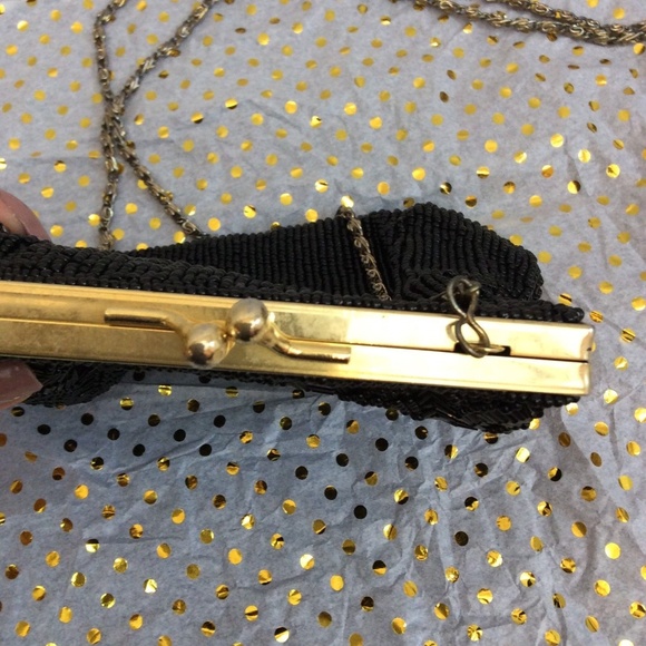 SOLD LA REGALE Black Beaded Vintage Gatsby Purse - Picture 3 of 6